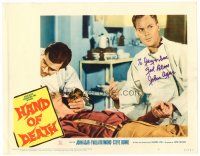 9r052 HAND OF DEATH signed LC #6 '62 by John Agar, helping youthful victim of the monster!