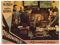 9r112 MARLENE DIETRICH signed book page '90s on a reproduced Dishonored lobby card!