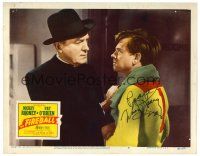 9r048 FIREBALL signed LC #6 '50 by Mickey Rooney, who's glaring at priest Pat O'Brien!