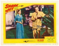 9r061 SABRE JET signed LC #4 '53 by Robert Stack, who's standing next to pretty Coleen Gray!
