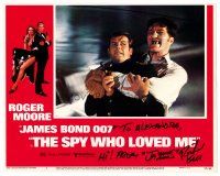 9r066 SPY WHO LOVED ME signed LC #2 '77 by Richard Kiel, who's fighting Roger Moore as James Bond!