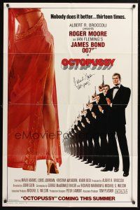 9r031 OCTOPUSSY signed style A advance 1sh '83 by Maud Adams, art of her & Moore as James Bond!