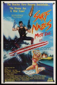 9r033 SURF NAZIS MUST DIE signed 1sh '87 by BOTH Dawn Wildsmith AND Robert Tinnell, Troma!