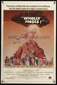 9r034 WHOLLY MOSES signed 1sh '80 by Laraine Newman, great Jack Rickard art of the entire cast!