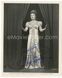 9r179 GINGER ROGERS signed 8x10 still '46 full-length standing on stage in elaborate evening gown!