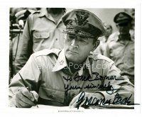 9r181 GREGORY PECK signed 8x10 still '77 as General MacArthur signing the peace treaty!