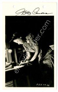 9r133 JUDY CANOVA signed deluxe candid 5x8 key book still '37 autographing a still for a fan!