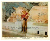 9r197 JOCK MAHONEY signed color 8x10 still #2 '63 holding young boy from Tarzan's Three Challenges!