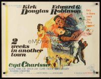 9s348 2 WEEKS IN ANOTHER TOWN 1/2sh '62 cool art of Kirk Douglas & sexy Cyd Charisse by Bart Doe!