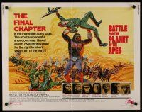 9s386 BATTLE FOR THE PLANET OF THE APES 1/2sh '73 great sci-fi art of war between apes & humans!