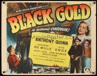 9s403 BLACK GOLD 1/2sh '47 Anthony Quinn, great horse racing, trimmed one-sheet!