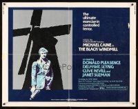 9s404 BLACK WINDMILL 1/2sh '74 cool image of Michael Caine w/MAC-10, Donald Pleasence, Don Siegel