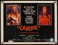 9s418 CARRIE 1/2sh '76 Stephen King, Sissy Spacek before and after her bloodbath at the prom!