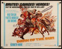 9s437 DARK OF THE SUN 1/2sh '68 artwork of Rod Taylor facing down mercenary with chainsaw!