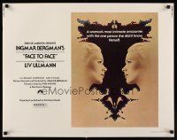 9s466 FACE TO FACE 1/2sh '76 directed by Ingmar Bergman, Liv Ullmann!