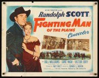 9s469 FIGHTING MAN OF THE PLAINS 1/2sh '49 Randolph Scott reaching for gun & holding Jane Nigh!
