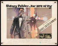 9s477 FOR LOVE OF IVY 1/2sh '68 Daniel Mann directed, cool artwork of Sidney Poitier!