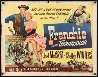 9s483 FRENCHIE style B 1/2sh '51 sexy lace-trimmed Shelley Winters with sheriff Joel McCrea!
