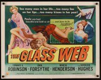 9s494 GLASS WEB style A 1/2sh '53 Edward G. Robinson, John Forsythe, art of sexy nearly naked girl!