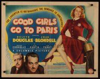 9s500 GOOD GIRLS GO TO PARIS 1/2sh '39 sexy Joan Blondell & Melvyn Douglas!