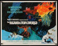 9s551 ISLAND AT THE TOP OF THE WORLD 1/2sh '74 Disney's adventure beyond imagination, cool art!
