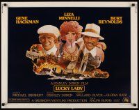9s603 LUCKY LADY style B 1/2sh '75 Gene Hackman, Liza Minnelli, Burt Reynolds!