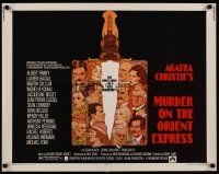 9s632 MURDER ON THE ORIENT EXPRESS 1/2sh '74 Agatha Christie, great art of cast by Richard Amsel!