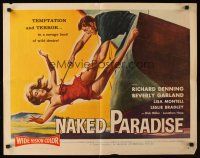 9s633 NAKED PARADISE 1/2sh '57 art of super sexy falling Beverly Garland caught by hook!