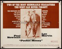 9s685 POCKET MONEY 1/2sh '72 great full-length portrait of Paul Newman & Lee Marvin!