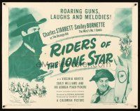 9s717 RIDERS OF THE LONE STAR 1/2sh '47 art of Starrett as The Durango Kid with Smiley Burnette!