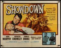 9s737 SHOWDOWN 1/2sh '63 Audie Murphy & enemies chained together + Kathleen Crowley w/gun!
