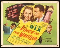 9s787 VOICE OF THE WHISTLER 1/2sh '45 Richard Dix & Lynn Merrick are on a honeymoon for murder!