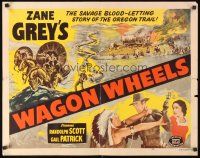9s789 WAGON WHEELS 1/2sh R51 Randolph Scott, Gail Patrick, Zane Grey's story of the Oregon Trail!