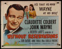 9s806 WITHOUT RESERVATIONS 1/2sh R53 he-man John Wayne at his best, Claudette Colbert!