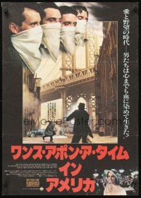 9s229 ONCE UPON A TIME IN AMERICA Japanese '84 Sergio Leone, Robert De Niro, James Woods in masks!