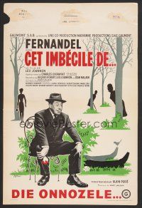 9t566 ASSASSIN IN THE PHONEBOOK Belgian '62 great Noel artwork of Fernandel in the park!
