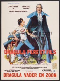 9t588 DRACULA & SON Belgian '76 wacky image of Christopher Lee & his vampire son, from Transylmania!