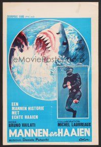 9t780 UOMINI E SQUALI Belgian '76 Bruno Vailati, wild gross-out art of shark & man w/severed leg!