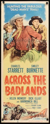 9t010 ACROSS THE BADLANDS insert '50 Charles Starrett as the Durango Kid & Smiley Burnette!