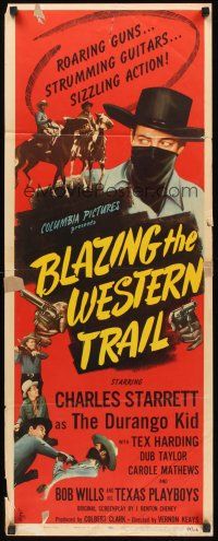 9t041 BLAZING THE WESTERN TRAIL insert 45 Charles Starrett as The Durango Kid, sizzling action!