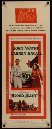 9t043 BLOOD ALLEY insert '55 John Wayne, Lauren Bacall, directed by William Wellman!