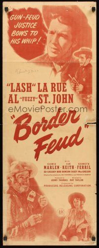 9t046 BORDER FEUD insert '47 Lash La Rue, Al 'Fuzzy' St. John, gun-feud justice bows to his whip!