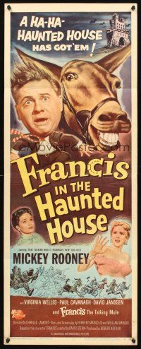 9t146 FRANCIS IN THE HAUNTED HOUSE insert '56 wacky art of Mickey Rooney with the talking mule!
