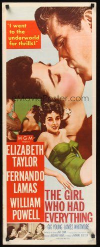9t163 GIRL WHO HAD EVERYTHING insert '53 close up of sexiest Elizabeth Taylor in skimpy outfit!