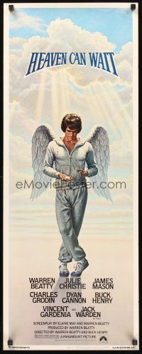 9t188 HEAVEN CAN WAIT insert '78 art of angel Warren Beatty wearing sweats by Lettick, football!