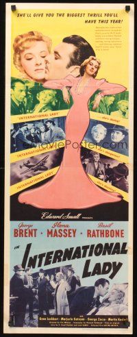 9t222 INTERNATIONAL LADY insert '41 George Brent, Basil Rathbone, sexy Ilona Massey is dangerous!