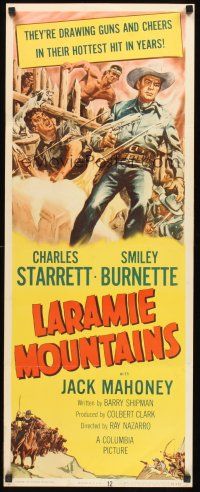 9t245 LARAMIE MOUNTAINS insert '52 art of Charles Starrett & Smiley fighting Native Americans!