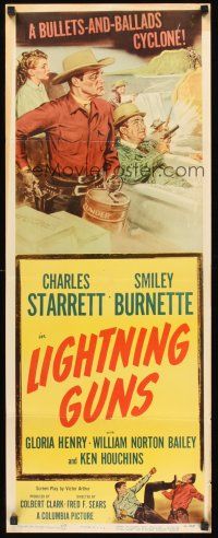 9t258 LIGHTNING GUNS insert '50 art of Charles Starrett as the Durango Kid with Smiley Burnette!