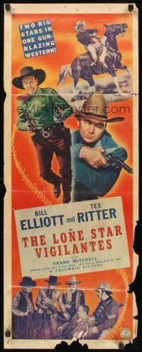 9t262 LONE STAR VIGILANTES insert '42 Wild Bill Elliott & Tex Ritter in one gun-blazing western!