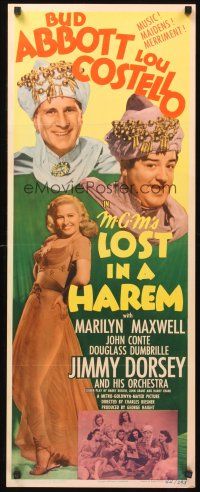 9t268 LOST IN A HAREM insert '44 Bud Abbott & Lou Costello in Arabia with sexy Marilyn Maxwell!